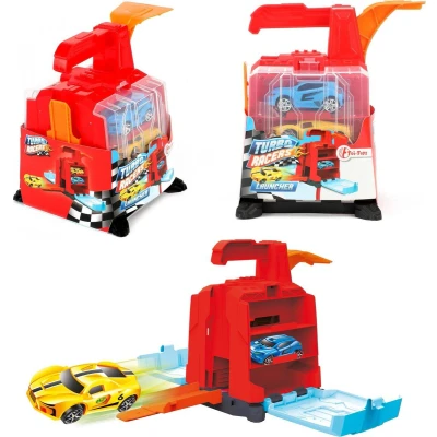 Afbeelding van Toi toys Autoschieter Turbo Racers Junior 16 Cm Rood 3 delig