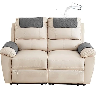 Afbeelding van Sofa armsteunhoes, hoofdsteunhoes voor verstelbare fauteuilhoes, antislip gevoerde fauteuilhoes (donkergrijs, 2 stoelen, relaxfauteuil, 4 stuks)