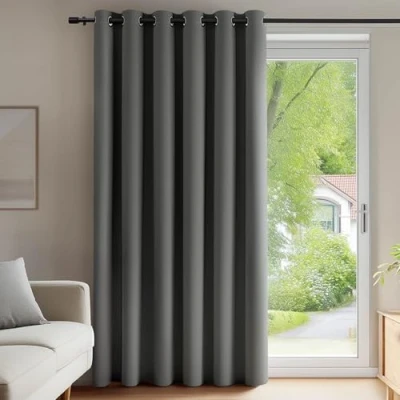 Afbeelding van Deconovo thermische verduisteringsgordijnen, 200 x 290 cm (breedte hoogte), gordijnen voor woonkamer en slaapkamer, modern design met oogjes, lichtgrijs, 1 stuk