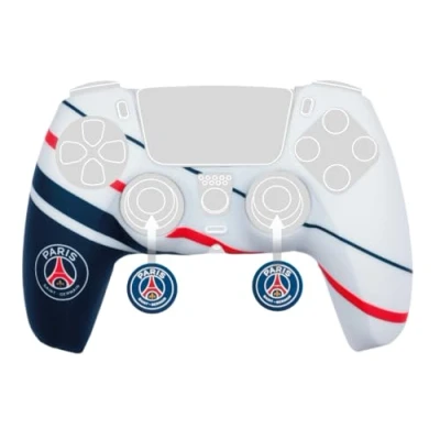 Afbeelding van Konix PSG Beschermhoes voor DualSense PS5 controller, siliconen, duimsteunen, blauw, wit en rood