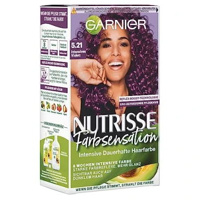 Afbeelding van Garnier Nutrisse intensieve haarkleur met voedende fruitoliën, 8 weken houdbaar, kleur 5.21 intens violet