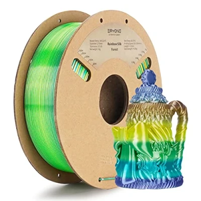 Afbeelding van ERYONE PLA filament voor 3D printers, 1,75 mm, +/ 0,03 1 kg, spoel, meerkleurig Rainbow Fast Color Gradient Silk, regenboog bos