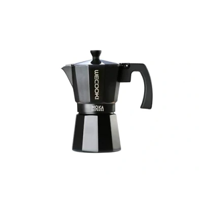 Afbeelding van WECOOK! Bella Italiaanse espressomachine van aluminium, 3 koffiekopjes, siliconen afdichting, veiligheidsventiel, glaskeramiek, gas, elektrisch