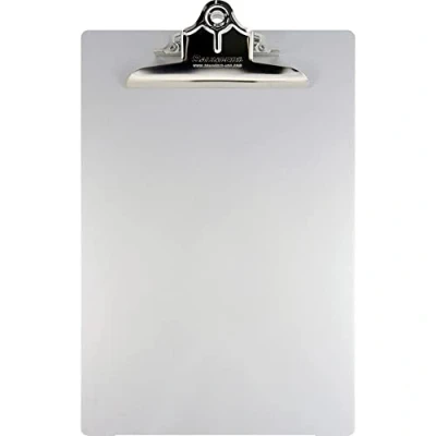 Afbeelding van Läufer 22517 Aluminium klembord voor A4 formaat, extra sterke en brede klem, stabiele schrijfplaat, ophanggat, afgeronde hoeken, zilver