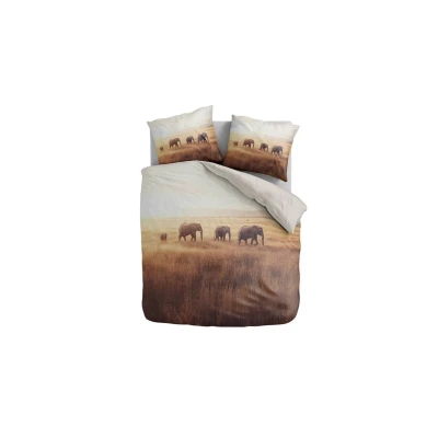 Afbeelding van 100% Microvezel dekbedovertrekset Terra Plains Elephant 200x200/220 + 2*60x70 cm
