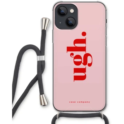 Afbeelding van Case Company® hoesje met Koord geschikt voor iPhone 13 Ugh Telefoonhoesje Zwart Extra Bescherming aan alle Kanten en Over de Schermrand