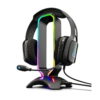 Afbeelding van The G Lab K Stand RGB Gaming Stand: Universele Headset Standaard met 2x USB Hub