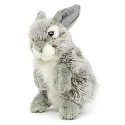 Afbeelding van Uni Toys Hase, staande (grijs) 18 cm (hoog) pluche kaninchen dier, knuffeldier, HW 79013