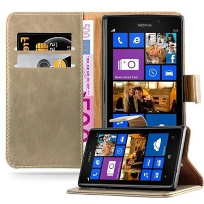 Afbeelding van Cadorabo Hoesje geschikt voor Nokia Lumia 925 in CAPPUCCINO BRUIN Beschermhoes met magnetische sluiting, standfunctie en kaartvakje Book Case Cover Etui