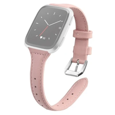 Afbeelding van Fitbit Versa 1 / 2 &amp; Lite bandje TPU leer Lichtroze