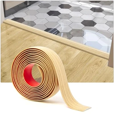 Afbeelding van Art3d Vinyl overgangsband, zelfklevend, scheidingsstrip voor vlakke vloeren, het verbinden van vloerruimtes, tapijtdrempel, tegels, 122 x 4 0,3 cm, aspengeel