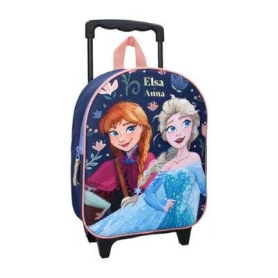 Afbeelding van mybagstory 3D Frozen rugzak met wieltjes voor meisjes kind school kleuterschool schooltas maat 32 cm verstelbare bandjes wielen cadeau idee,