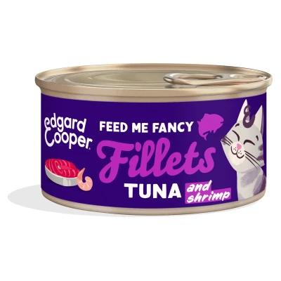 Afbeelding van 24x Edgard &amp; Cooper Kattenvoer Fillets Tonijn Garnaal 70 gr