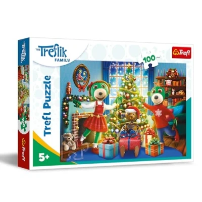 Afbeelding van Trefl The Treflik Family, Winter Puzzels 100 stukjes Kerstpuzzels met stripfiguren, creatief entertainment, vrije tijd voor kinderen vanaf 5 jaar