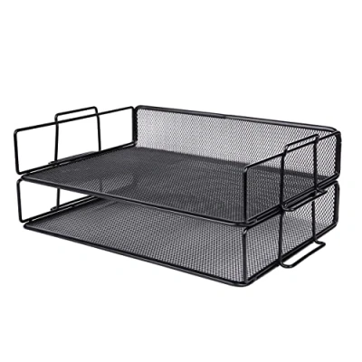 Afbeelding van EXERZ Brievenbakjes, 2 stuks, stapelbaar, metalen gaas, multifunctionele organizer, bestandshouder voor kantoor, school, studie