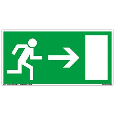 Afbeelding van Dreifke® Extra 160 PVC nooduitgang bord 297 x 148 mm zelfklevend volgens BGV 8A DIN 67510