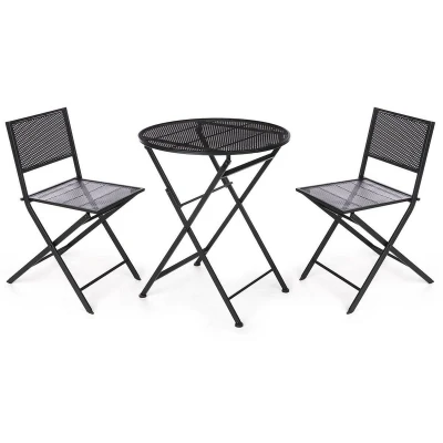 Afbeelding van Tafel met twee stoelen Zwart