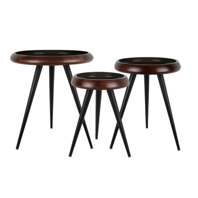Afbeelding van Leitmotiv Bijzettafel Tripod Zwart Set van 3