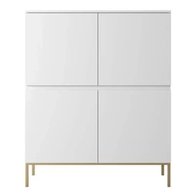 Afbeelding van Selsey Bemmi Hoge Dressoir 100 cm Wit met gouden poten