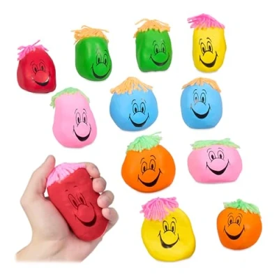 Afbeelding van Relaxdays stressballen kinderen set van 12 voor de hand gezicht knijpbal 8 cm