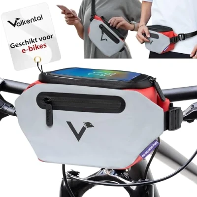 Afbeelding van Valkental 3in1 City Bag stuurtas Rood NIET GESCHIKT VOOR KLICKFIX EN STUURCOMPUTERS afm. 13x17x13 4L.