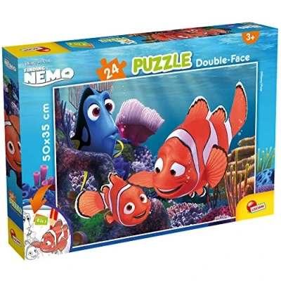 Afbeelding van Lisciani Disney Nemo puzzel 24 delige dubbelzijdig achterkant om in te kleuren educatief spel vanaf 3 jaar