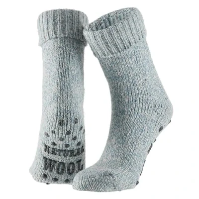 Afbeelding van Apollo Wollen sokken dames Huisokken Licht Blauw Maat 39/42 Huissok met anti slip Fluffy Slofsokken Warme Winter
