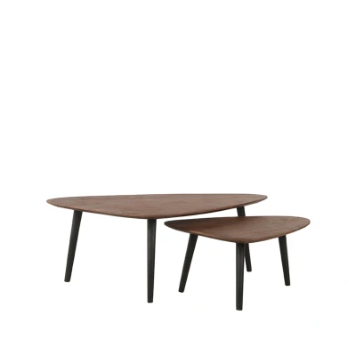 Afbeelding van Rock salontafel 110 cm expresso mangohout set van 2