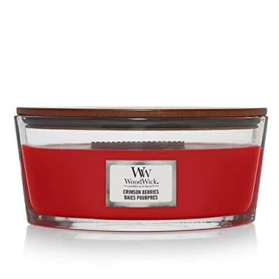 Image de WoodWick Bougie parfumée Ellipse avec mèche croustillante Crimson Berries Jusqu&#039;à 50 heures de combustion