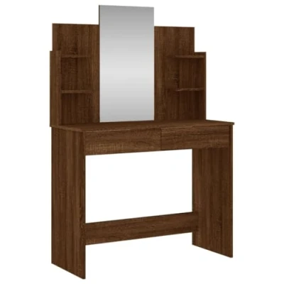 Image de vidaXL Coiffeuse avec miroir chêne marron 96x39x142 cm
