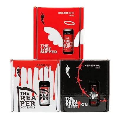 Image de I LOVE SPICY Coffret Sauces Piquantes 3 x 20 ml Ultra Fortes en Flacons Individuels avec Pipette Pour Défis Scoville et Dégustations Épicées