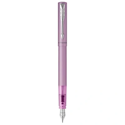 Image de PARKER VECTOR XL Stylo plume, laque lilas métallisée sur laiton, plume moyenne, encre bleue, Coffret cadeau