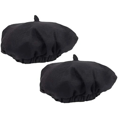Afbeelding van COM FOUR® 2 x zwarte baret, voor dagelijks gebruik, carnaval, Halloween en themafeesten, baret in één maat, groot modeaccessoire of kostuum