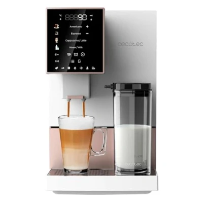Afbeelding van Cecotec Cremmaet Compactccino White Rose Koffiebonen. 19 bars, Thermoblock, vers gemalen koffiebonen met plug &amp; play, koffiereservoir van 150 g molen, 1,1 l water, 400 ml melk