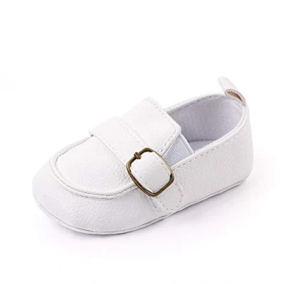 Afbeelding van MASOCIO Zachte schoenen voor baby&#039;s, jongens, mocasine, modieuze schoenen, eerste stap, plat, comfortabel, antislip, Wit.