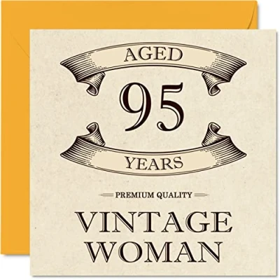 Afbeelding van Vintage verjaardagskaarten 95 jaar voor vrouwen Grappige verjaardagskaart mama, zus, vrouw, oma, tante, 145 mm x mm, wenskaart vrouwen,