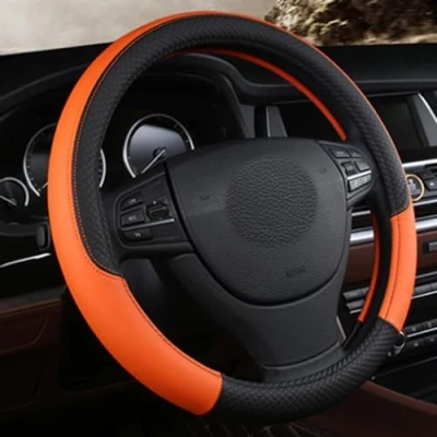 Afbeelding van Stuurhoes van microvezel, golvend, met X Stitch patroon, oranje