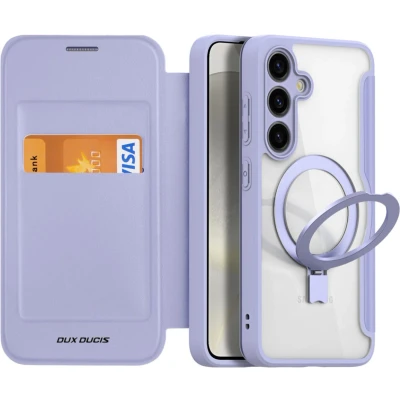 Afbeelding van Dux Ducis Telefoonhoesje geschikt voor Samsung Galaxy S24 Plus Hoesje Magsafe Magneet Met Ringhouder Skin X Pro Book Case Series Paars