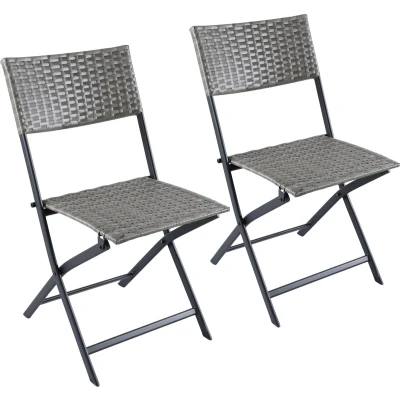 Afbeelding van BRUBAKER Toskana, set van 2 tuinstoelen, polyrotan klapstoel, weerbestendig en robuust, balkonstoel, inklapbaar, campingstoel voor tuin, balkon, terras, campingstoel, bruin