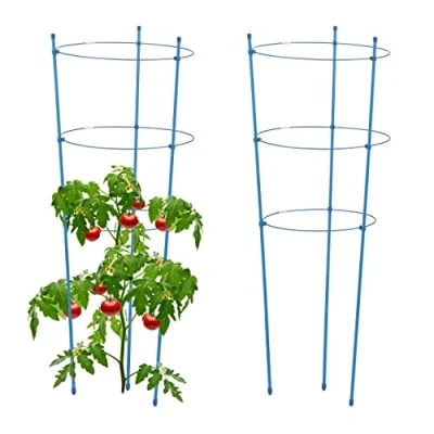 Afbeelding van Relaxdays plantensteun set van 2 tomaten klimplantensteun ijzer plantenklimrek ringen