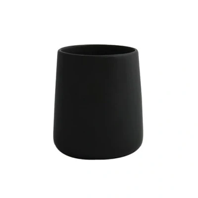 Afbeelding van MSV Badkamer drinkbeker/tandenborstelhouder Malmo Keramiek zwart 8 x 10 cm