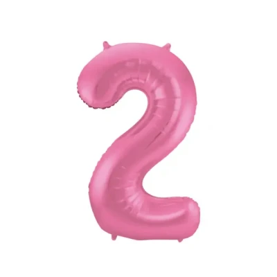 Afbeelding van Folie ballon cijfer 2 mat roze 86cm