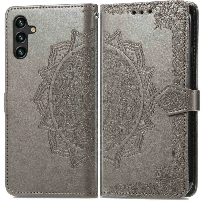 Afbeelding van iMoshion Hoesje Geschikt voor Samsung Galaxy A13 (5G) / A04s Met Pasjeshouder Mandala Bookcase Grijs