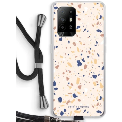 Afbeelding van Case Company® hoesje met Koord geschikt voor Oppo A94 5G Terrazzo N23 Telefoonhoesje Zwart Bescherming aan alle Kanten en Over de Schermrand
