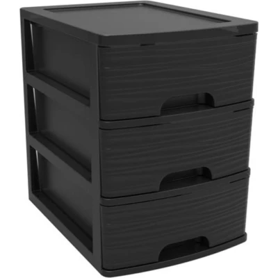 Afbeelding van Ladenkast/bureau organizer zwart A5 3x lades stapelbaar L27 x B36 H35 cm Ladenblokken