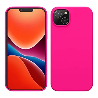 Afbeelding van kwmobile telefoonhoesje geschikt voor Apple iPhone 14 Plus Hoesje met siliconen coating Smartphone case in neon roze