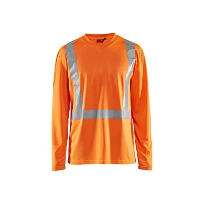 Afbeelding van T shirt High Vis lange mouw UPF 40+ UV V hals 3383 oranje