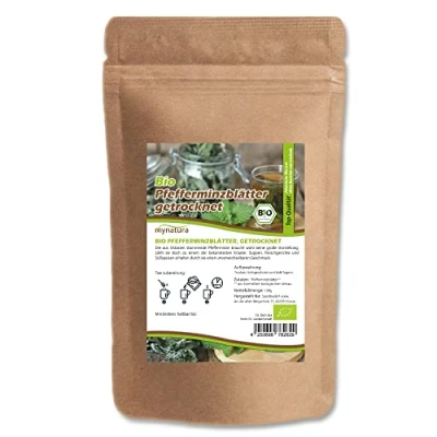 Afbeelding van Mynatura Gedroogde biologische pepermuntblaadjes, pepermunt, hele bladeren, pepermuntthee, kruidenthee, thee, aroma, in zakje (250 g)