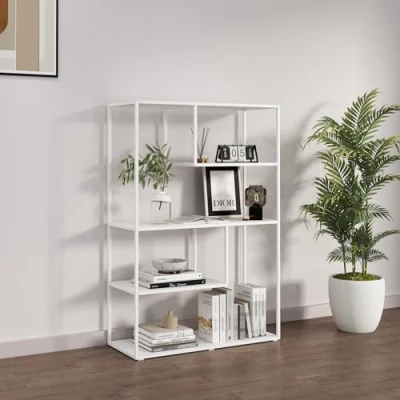 Afbeelding van Boekenkast Sievi schap 126x85x35 cm wit mat [en.casa]