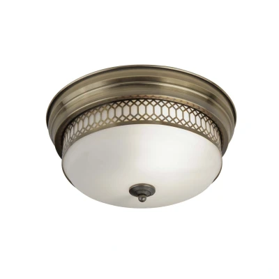 Afbeelding van Searchlight Edinburgh Plafondlamp Badkamer Ø 35 X 16 Cm IP44 Antiek Messing